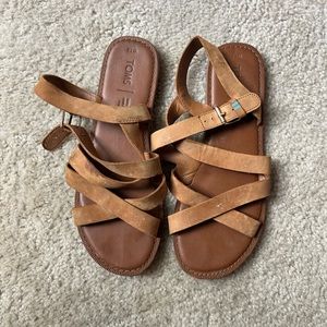 Toms flat leather sandals 7.5 Women’s
